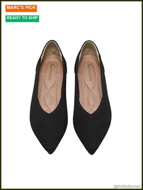 Women's Knit Ballet Flats Slip-on Pointed Toe Memory Foam Breathable Work Shoes